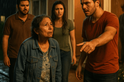 “Bajo una lluvia implacable, una madre fue expulsada de su propia casa por sus hijos… pero lo que sucedió después cambió la vida de todos en el vecindario: un acto inesperado, una confesión del pasado y una verdad que nadie estaba preparado para escuchar — La historia más impactante y emotiva del año sobre el amor, el arrepentimiento y la justicia del destino.”