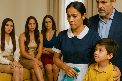 “Un multimillonario viudo pidió a su hijo pequeño que eligiera entre cinco mujeres ricas y elegantes quién sería su nueva madre. La elección parecía evidente, hasta que el niño señaló con una sonrisa a alguien que nadie esperaba: la humilde empleada doméstica que lo cuidaba desde bebé. Lo que el hombre descubrió después de esa decisión conmovió a todos los presentes y cambió su vida —y su corazón— para siempre.”