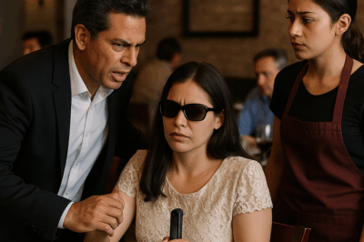 “‘No eres digna de mí’, gritó el millonario mientras apartaba a su esposa ciega en pleno restaurante. Pero lo que ocurrió segundos después —cuando la mesera intervino de una manera que nadie esperaba— desató un giro tan sorprendente, dramático y revelador que cambió el rumbo de la tarde y expuso un secreto que él jamás imaginó que saldría a la luz.”
