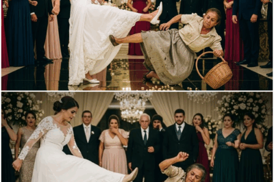 “¡ESCÁNDALO EN PLENA BODA! Una novia mimada empuja y humilla a una mujer humilde en la entrada de la iglesia sin imaginar que esa señora, despreciada frente a todos, era nada menos que la madre secreta del novio, a quien él ocultaba por vergüenza… hasta que una verdad estalló y transformó la ceremonia en una revelación inolvidable”