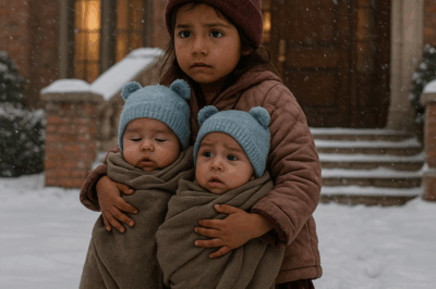 “La niña que apareció en plena tormenta de nieve protegiendo a dos bebés idénticos dejó sin palabras al magnate cuando abrió la puerta de su mansión; lo que descubrió detrás de esa escena estremecedora desató una verdad oculta, un secreto devastador y una historia que cambiaría para siempre el destino de todos los involucrados”
