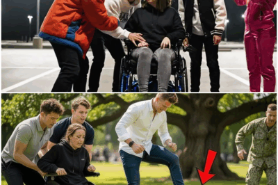 “Un grupo de adolescentes ricos, convencidos de que el dinero les permite humillar a quien quieran, se burla cruelmente de una mujer en silla de ruedas y llega incluso a patear a su perro de asistencia, sin imaginar que, entre los testigos silenciosos, hay un ex Navy SEAL capaz de convertir una simple tarde en el parque en una lección brutal de respeto, justicia y límites que jamás olvidarán.”