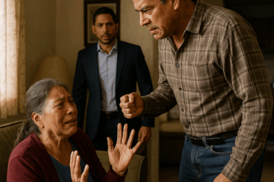 “Una madre anciana suplicó entre lágrimas: ‘¡Por favor, no me golpees más!’, sin imaginar que su hijo millonario llegaría en ese preciso instante. Lo que ocurrió después dejó a toda la familia y a los vecinos en shock: un giro inesperado que reveló secretos, arrepentimientos y una verdad que cambiaría para siempre la vida del hombre más poderoso del pueblo.”