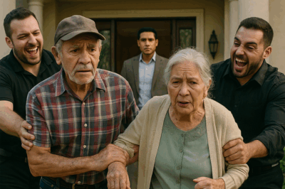 “Se burlaron mientras expulsaban sin piedad a la pareja de ancianos de la mansión, convencidos de que nadie los defendería… pero jamás imaginaron que el hombre joven que observaba en silencio desde la entrada era el verdadero dueño de la propiedad, y que su aparición desencadenaría una revelación tan inesperada como devastadora, capaz de cambiarlo todo en cuestión de segundos”