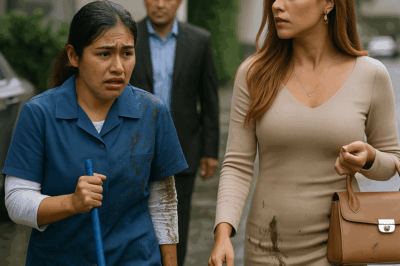 “Una mujer rica, furiosa por llegar tarde, salpicó de lodo a una joven limpiadora sin siquiera mirar atrás. Lo que no sabía era que alguien muy poderoso la estaba observando desde el coche detrás. Minutos después, la verdad salió a la luz y toda la calle fue testigo de una escena que nadie olvidará jamás. La arrogancia, el destino y una inesperada lección de humildad se unieron en una historia real que estremeció a todos.”