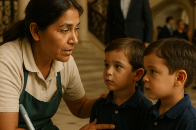 “Los Hijos Gemelos del Millonario Permanecían en Silencio Absoluto… Hasta que la Nueva Empleada del Hogar Hizo Algo que Desafió Toda Lógica y Dejó a la Familia Entera en Estado de Asombro, Revelando un Secreto Oculto que Nadie en la Mansión Estaba Preparado Para Descubrir Aquella Mañana”