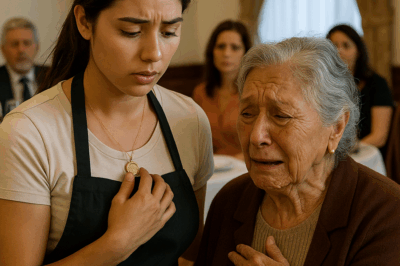 “‘¿De dónde sacaste eso?’ — La abuela millonaria no pudo contener las lágrimas al ver el collar que llevaba una simple camarera. Nadie en la mansión entendía lo que ocurría, hasta que una verdad olvidada por décadas salió a la luz, revelando un secreto de familia tan poderoso que cambiaría para siempre el destino de todos los presentes.”