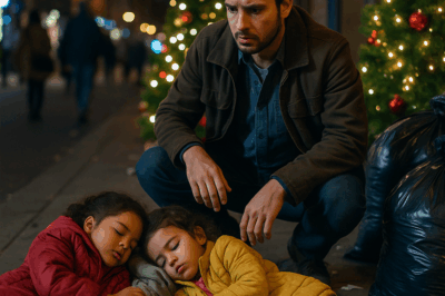 “En Nochebuena, un padre soltero encontró a dos pequeñas gemelas dormidas sobre la basura — lo que descubrió después lo dejó sin aliento: una historia llena de misterio, ternura y un giro inesperado que revela cómo el amor puede aparecer en el momento más oscuro. Nadie imaginó que aquel encuentro cambiaría para siempre tres vidas y convertiría una noche triste en el milagro más conmovedor de Navidad.”