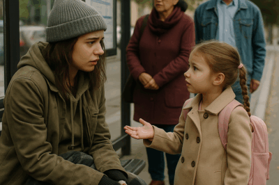 “Una niña de seis años detuvo el tráfico en una parada de autobús cuando le dijo a una joven sin hogar: ‘Tú no tienes casa, y yo no tengo mamá’. Lo que ocurrió después dejó a todos los presentes sin palabras: un encuentro que comenzó con inocencia infantil terminó revelando un lazo inesperado entre dos vidas marcadas por la pérdida, el amor y una verdad que nadie imaginó.”