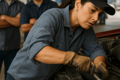 “‘Te doy cien mil si logras arreglarlo’, se burlaron de ella frente a todos por ser mujer y mecánica… pero minutos después, el rugido del motor hizo temblar el taller. Lo que nadie sabía era que aquella joven no solo tenía un talento extraordinario, sino también un pasado que pondría en su lugar a todos los que dudaron de ella. La historia real que demuestra que la pasión no entiende de género ni de límites.”