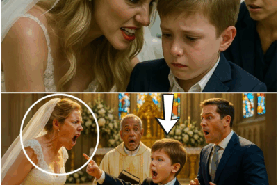 “En plena ceremonia, el hijo del multimillonario abrió la boca frente al altar y reveló unas palabras tan inesperadas, tan cargadas de misterio y tensión, que hicieron temblar a todos los invitados… y provocaron que su padre, sin un segundo de duda, cancelara la boda con una frialdad absoluta. Lo que ocurrió después dejó a toda la familia en shock y desató un secreto que nadie imaginaba.”