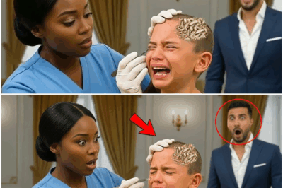 ¡IMPACTANTE REVELACIÓN EN UNA MANSIÓN MILLONARIA! En esta historia totalmente ficticia, el hijo del magnate vivía con un dolor inexplicable que ningún especialista lograba comprender… hasta que la niñera descubrió algo oculto y misterioso en su cabeza. Lo que ella retiró —y el secreto que reveló después— dejó al padre en absoluto shock y cambió para siempre la vida de la familia. ¡El giro final es sorprendente!