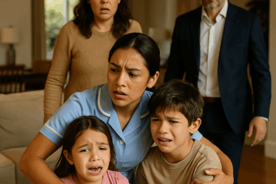 “La empleada doméstica solo quería proteger a los hijos del millonario, pero cuando la madrastra cruel intentó hacerles daño, ella no dudó en interponerse. Horas después, el empresario regresó de su viaje y descubrió lo que había ocurrido en su ausencia. Lo que hizo al entrar por la puerta dejó a todos sin aliento: un giro inesperado que cambiaría el destino de toda la familia y revelaría quién era realmente la heroína del hogar.”