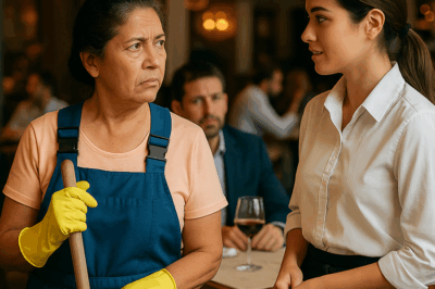 “Una multimillonaria se disfrazó de limpiadora para descubrir quién merecía casarse con su hijo. Durante semanas fingió ser una empleada más en su propia empresa, observando a las candidatas que creían competir por amor, sin imaginar lo que estaba a punto de descubrir. Lo que ocurrió cuando vio a una joven mesera actuar sin saber quién era ella cambió su vida y la de su hijo para siempre. Nadie estaba preparado para la verdad.”