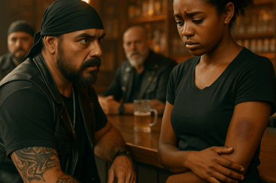 “El líder de una banda de motoqueros notó los moretones de la mesera y su reacción dejó a todos sin aliento: lo que parecía una simple noche de tragos se convirtió en una historia de justicia, valentía y redención que nadie esperaba. Detrás del cuero y las motocicletas se escondía un acto de humanidad que cambiaría la vida de una mujer y de todo el bar para siempre.”