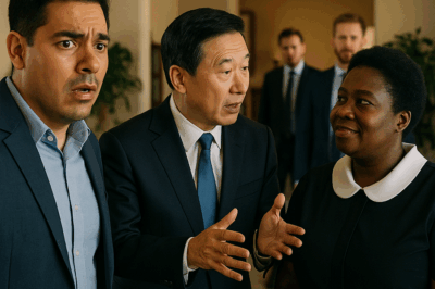 “Un millonario rompe el silencio en un idioma que nadie entiende… hasta que la persona más inesperada responde. Lo que una simple conversación en mandarín reveló dentro de una mansión de lujo dejó al gerente temblando y a todos los presentes cuestionando quién era realmente la mujer que limpiaba los pisos. La verdad detrás de su acento perfecto cambiará tu idea del poder y la humildad.”