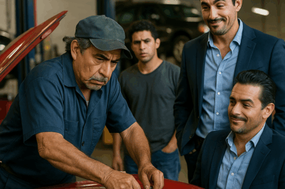 “‘Repara mi coche y será tuyo’, dijo riendo el jefe millonario frente a todos los empleados, convencido de que el viejo conserje no sabría ni por dónde empezar. Pero minutos después, el rugido del motor lo dejó sin palabras. Lo que nadie imaginaba era el pasado oculto de aquel hombre, una historia que demostraría que el conocimiento y la humildad valen mucho más que el dinero o los títulos.”