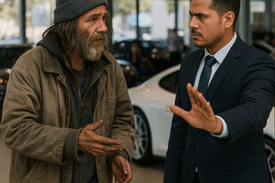 “Disfrazado de mendigo, un multimillonario entró en su propia tienda de autos de lujo y fue humillado por sus empleados. Nadie lo reconoció y lo echaron sin piedad frente a los clientes. Pero lo que hizo después dejó a todos en shock: una decisión inesperada que cambió para siempre el destino de la empresa… y demostró que el verdadero valor de una persona no se mide por la ropa que lleva puesta.”
