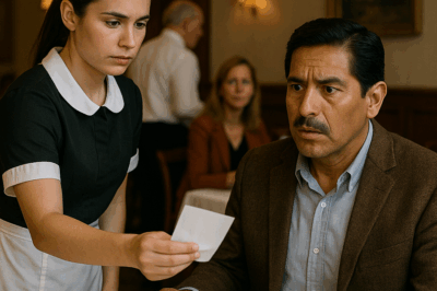 “Pidió un filete y pensó que sería una cena más. Pero la camarera se acercó con una nota que lo dejó helado. Lo que estaba escrito cambió todo: el secreto que ella conocía, la razón de su gesto y la verdad que había intentado ocultar durante años. Nadie en el restaurante volvió a verla igual… y él comprendió que su fortuna no podía comprar lo que estaba a punto de perder.”