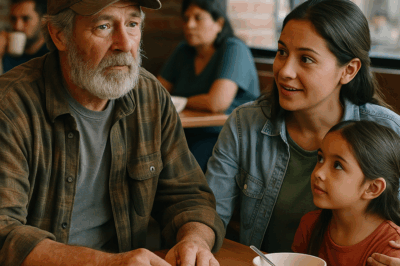 “Un anciano con ropa gastada entró a un restaurante y fue ignorado por todos… hasta que una madre y su pequeña hija hicieron algo que nadie más se atrevió. Lo que sucedió después dejó al país entero sin palabras: el hombre no era quien todos pensaban, y su gesto cambió la vida de esa familia para siempre. Una historia real que demuestra que la bondad siempre vuelve, aunque a veces llegue disfrazada.”