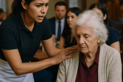 “Una joven camarera intervino para defender a una anciana humillada por unos clientes arrogantes sin imaginar que la mujer que ayudaba era en realidad una poderosa millonaria. Lo que sucedió después dejó a todo el restaurante sin palabras: un acto de humildad, un gesto inesperado y una lección sobre respeto que cambiaría la vida de todos los presentes para siempre.”