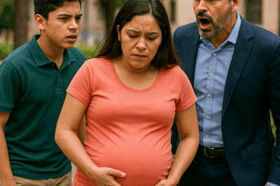 “El hijo del millonario perdió el control y empujó a una mujer embarazada en plena calle… sin saber que su esposo estaba a solo unos metros. Lo que ocurrió después dejó a todos paralizados: un giro de destino, una lección de humildad y una verdad que cambió para siempre la vida del joven y de su poderosa familia.”