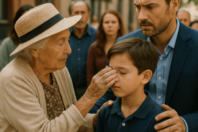 “El hijo del millonario nació sin poder ver, y ningún médico del mundo pudo curarlo… hasta que una anciana apareció, le frotó los ojos y algo imposible ocurrió ante la mirada de todos. Lo que pasó después no solo desafió la ciencia, sino que reveló un secreto que cambiaría para siempre la vida del empresario, su familia y todos los que presenciaron aquel inexplicable milagro en plena plaza del pueblo.”