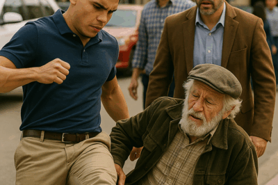 “El hijo de un millonario perdió el control y agredió a un anciano en plena calle, sin imaginar que ese hombre era su propio padre disfrazado, poniéndolo a prueba tras años de comportamiento arrogante. Lo que descubrió después lo dejó de rodillas y cambió su vida para siempre: la lección más dura que un padre le dio a su hijo, frente a todos, sin decir una sola palabra.”