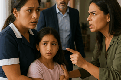 “Un millonario regresó a casa antes de lo previsto… y lo que vio lo dejó paralizado. Su empleada doméstica abrazaba a su hija, intentando protegerla de la furia de su esposa. Lo que hizo el empresario segundos después cambió la vida de todos para siempre. Nadie imaginó que esa noche una familia entera aprendería el verdadero valor del amor y la lealtad.”