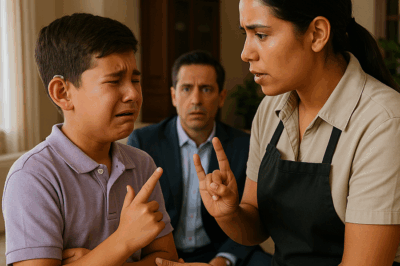 “El hijo sordo del millonario pedía ayuda todos los días… nadie entendía sus gestos, hasta que la nueva empleada descubrió el secreto detrás de sus señales y reveló una verdad que cambió sus vidas para siempre”