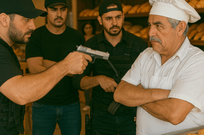 Cuando un comando armado entró a la panadería más tranquila del barrio para cobrar “cuota”, el panadero anciano sonrió, dijo el nombre real del jefe del cártel, destapó décadas de secretos contables… y encendió la bomba que podía destruirlos