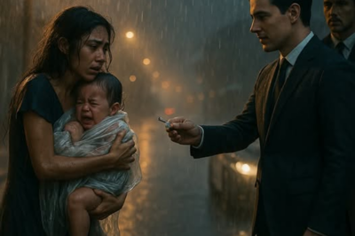 Un multimillonario, de camino al aeropuerto bajo un aguacero, se cruza con una mujer indigente abrazando a su bebé empapado…