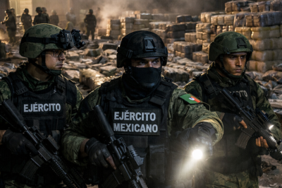 ¡Operativo fantasma junto al aeropuerto de la capital! Fuerzas federales irrumpen en una bodega sellada y hallan cuatro toneladas de “mercancía prohibida”… pero lo más inquietante fue lo que NO aparecía en el inventario